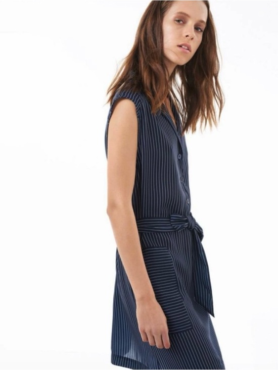 Gant Pants - NWT Gant Navy Pinstripe Sleeveless Tie-Waist Dress XS